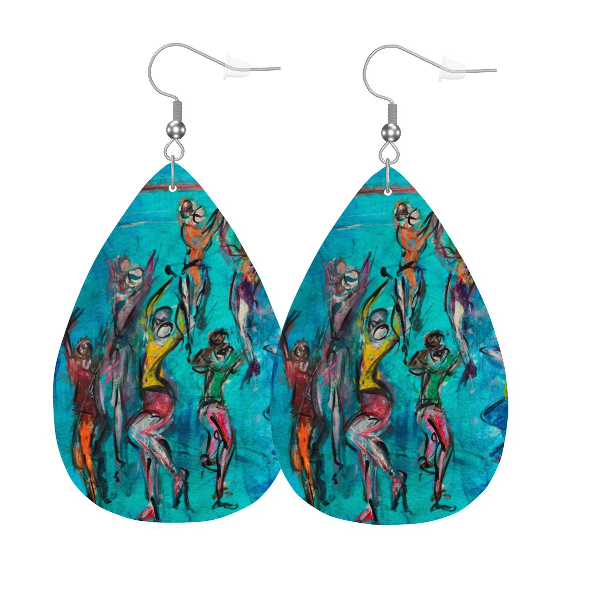 Aqua Move — Original Art Earrings by Leeorah