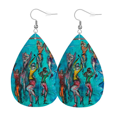 Aqua Move — Original Art Earrings by Leeorah