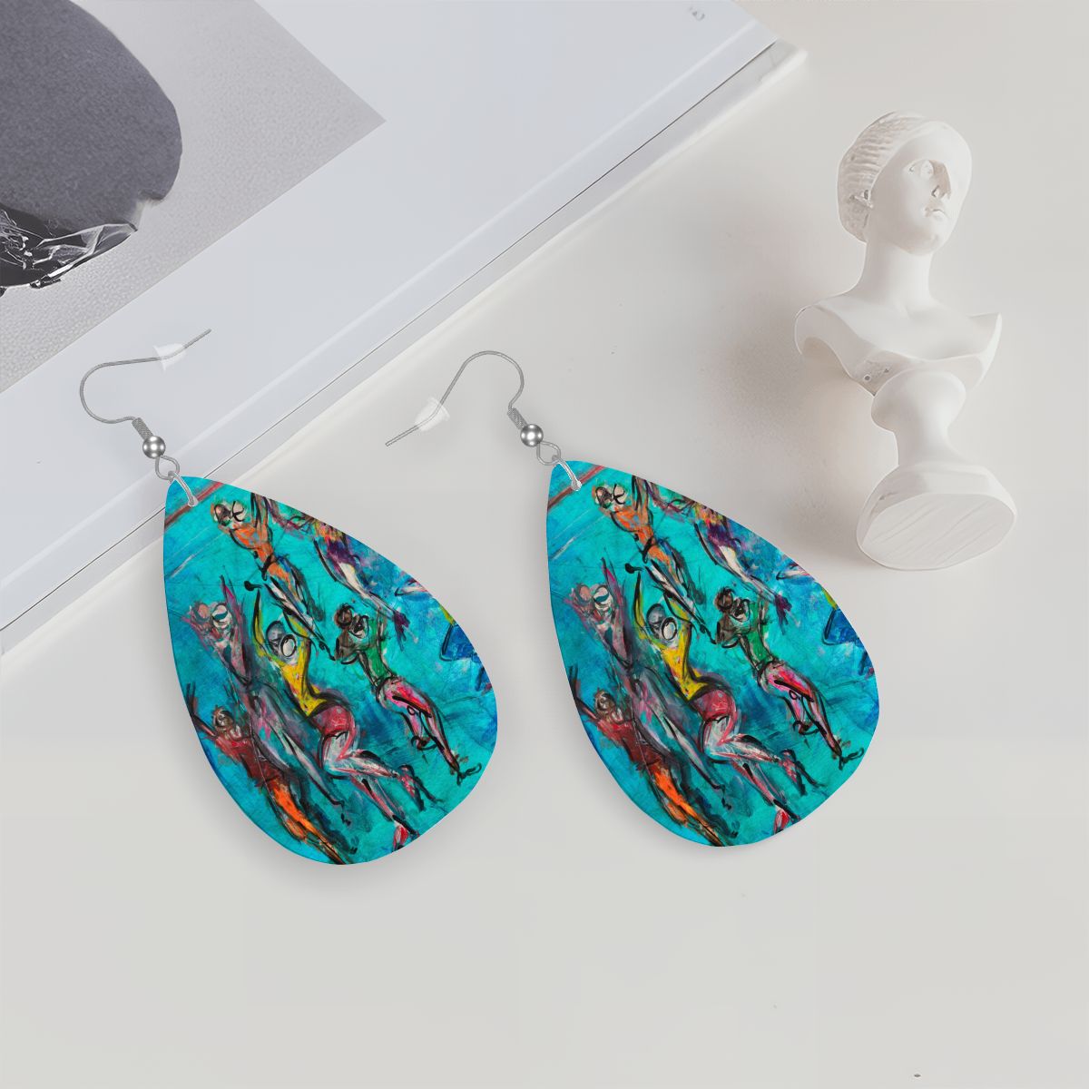 Aqua Move — Original Art Earrings by Leeorah