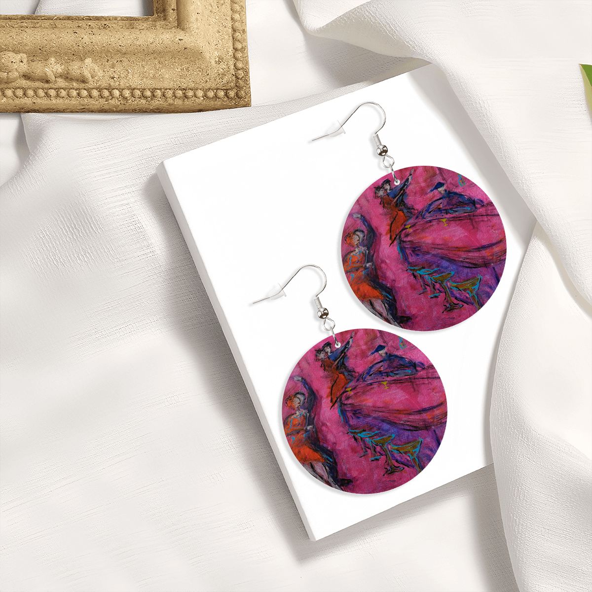 Pink Club — Original Art Earrings by Leeorah