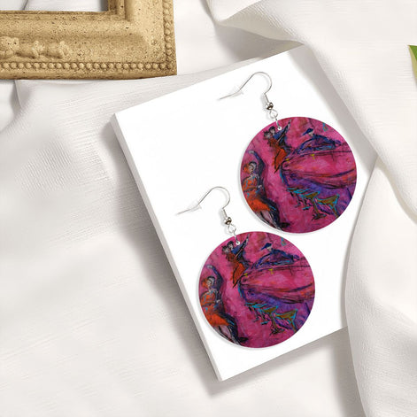 Pink Club — Original Art Earrings by Leeorah