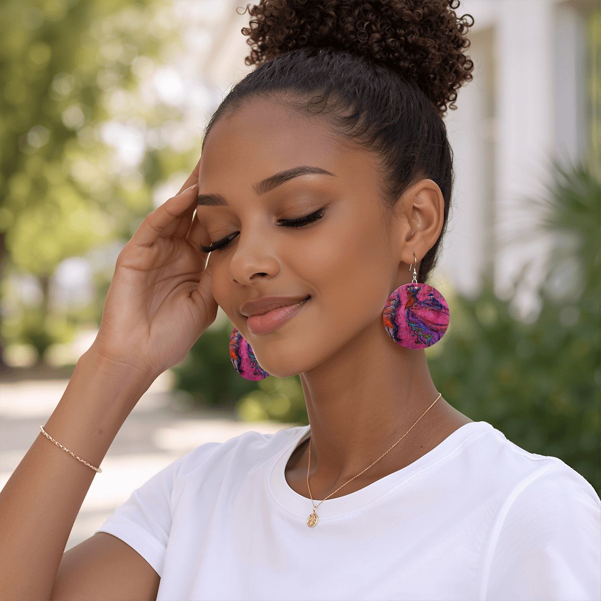 Pink Club — Original Art Earrings by Leeorah
