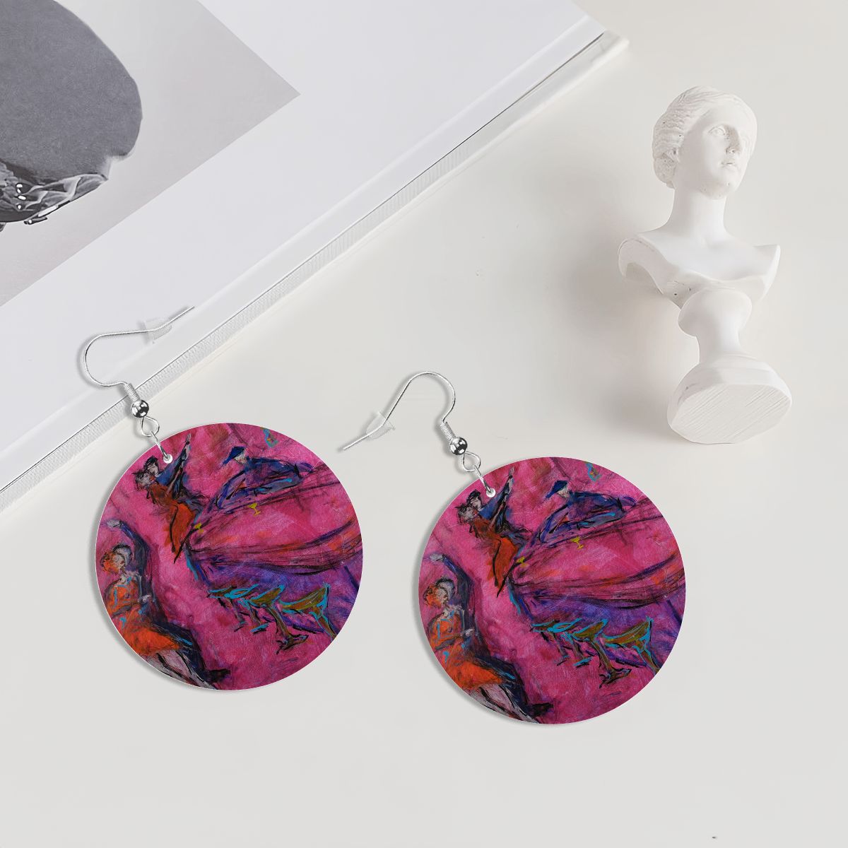 Pink Club — Original Art Earrings by Leeorah