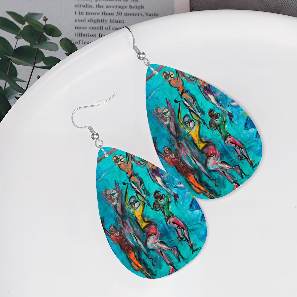 Aqua Move — Original Art Earrings by Leeorah