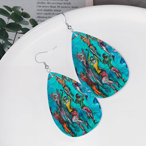 Aqua Move — Original Art Earrings by Leeorah