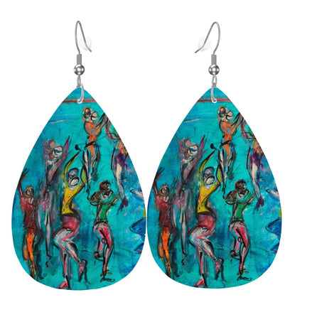 Aqua Move — Original Art Earrings by Leeorah