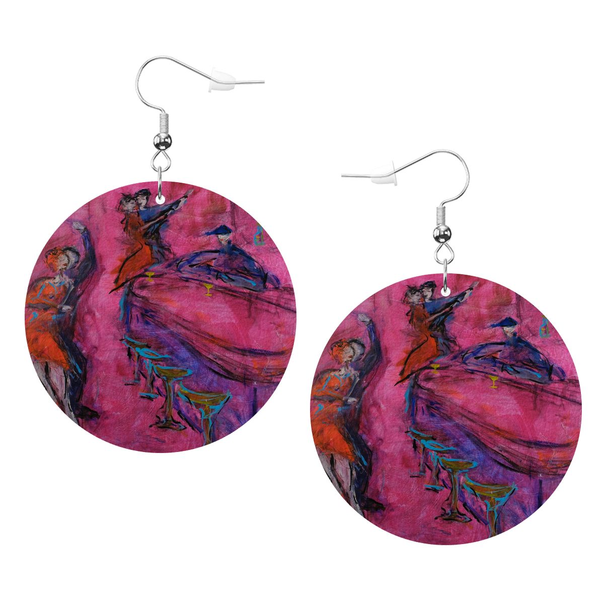 Pink Club — Original Art Earrings by Leeorah