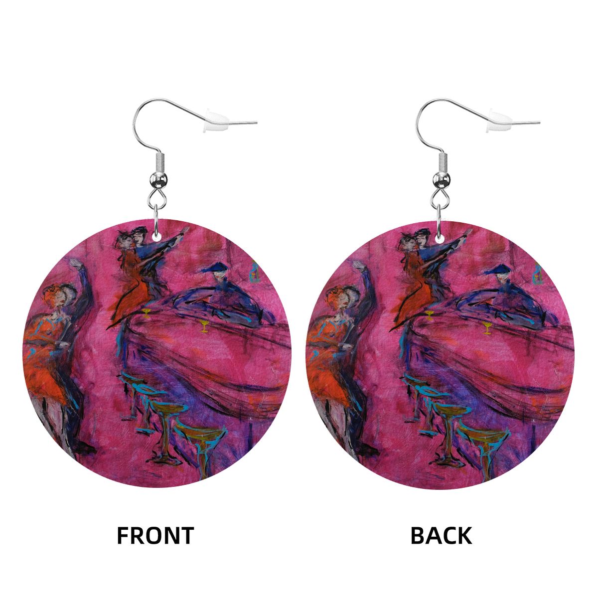 Pink Club — Original Art Earrings by Leeorah