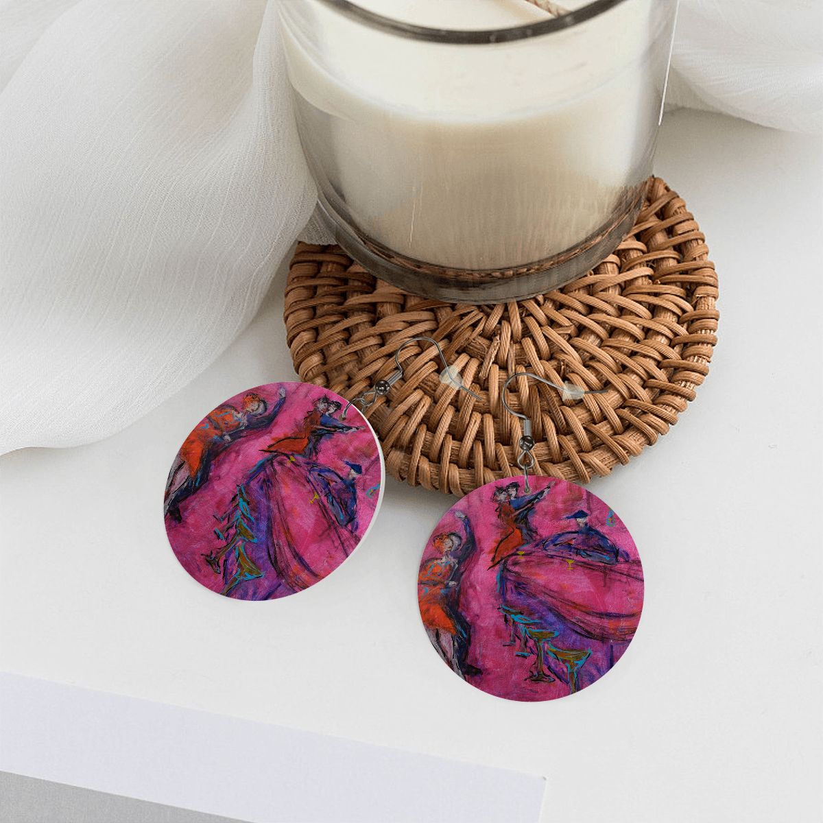 Pink Club — Original Art Earrings by Leeorah