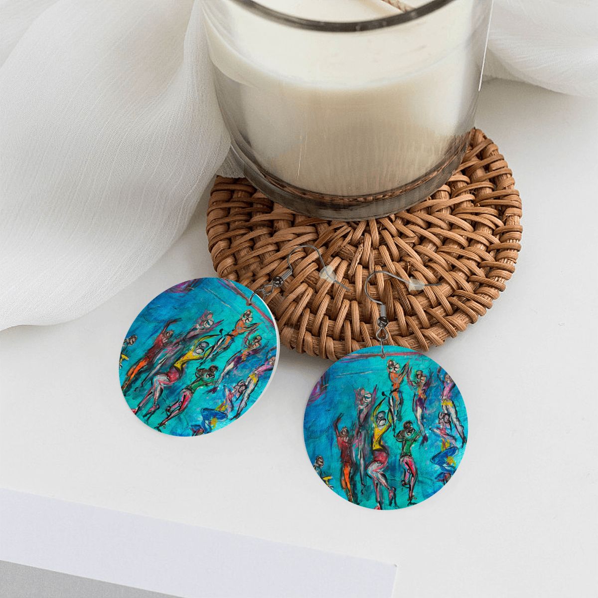 Aqua — Original Art Earrings by Leeorah