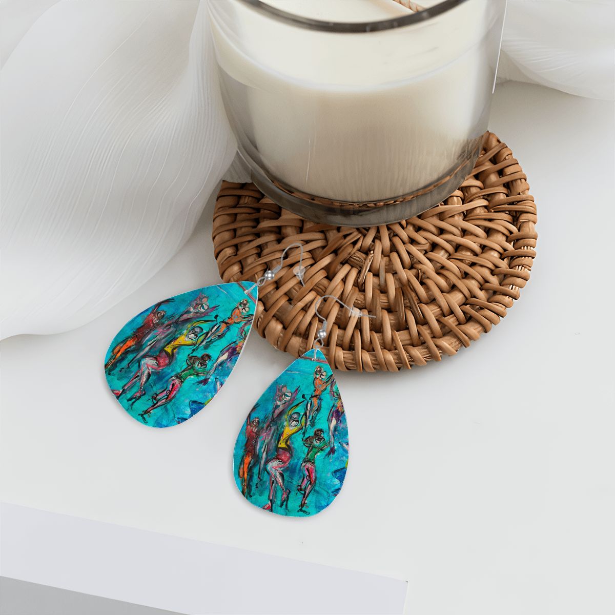 Aqua Move — Original Art Earrings by Leeorah