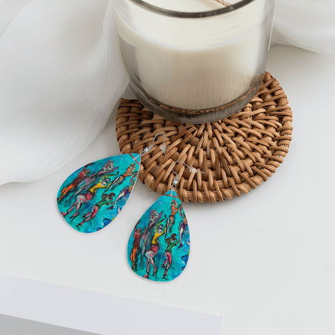 Aqua Move — Original Art Earrings by Leeorah